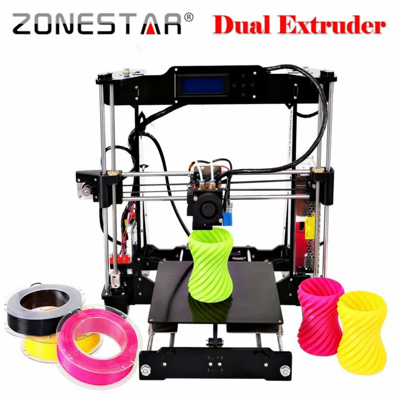 ZONESTAR Новое поступление 3D принтер двойной/смешанный экструдер обновление