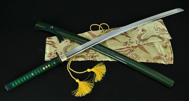 Японский Samurai Saya Hanbon Forge высокое качество 1060 острое лезвие зеленый густой твердый