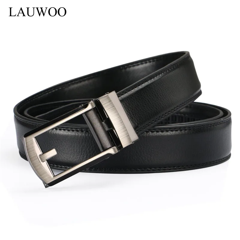 LAUWOO Men Belt Designer Cow Genuine Leather Belts Man Automatic Buckle Cowhide Luxury Black/Brown | Аксессуары для одежды