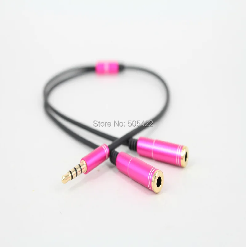 

500pcs/lot New 3.5mm Audio Cable Earphone Headphone Headset Male 1 To 2 Dual Female Y Splitter Adapter Cable