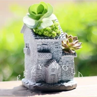 old house design concrete cement planter silicone mold muti meat pot molds 3d vase mold handmade mould