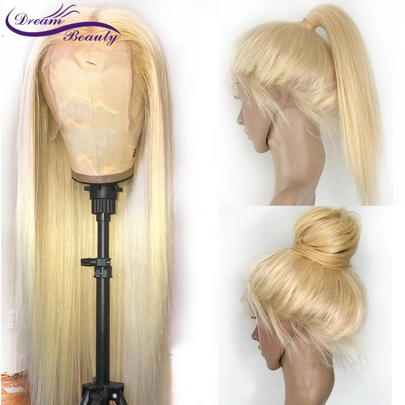 Dream Красота светлые волосы 613 бразильские Волосы remy 150 Плотность 13x6 глубокий средняя часть прямые синтетические волосы на кружеве человеческих волос парики с детскими волосами