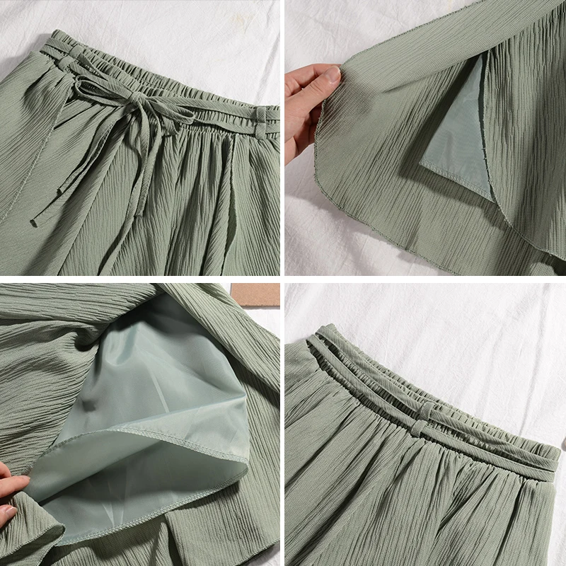 Шифоновые шорты с эластичным поясом Женская Летняя мода 2019 новинка свободные