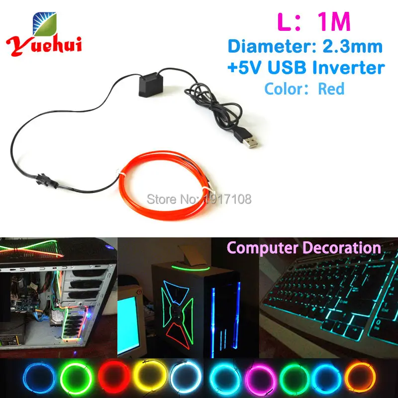 1 метр 2 3 мм 5 В USB 10 видов цветов устойчивый на Драйвер Гибкий светящийся EL провод