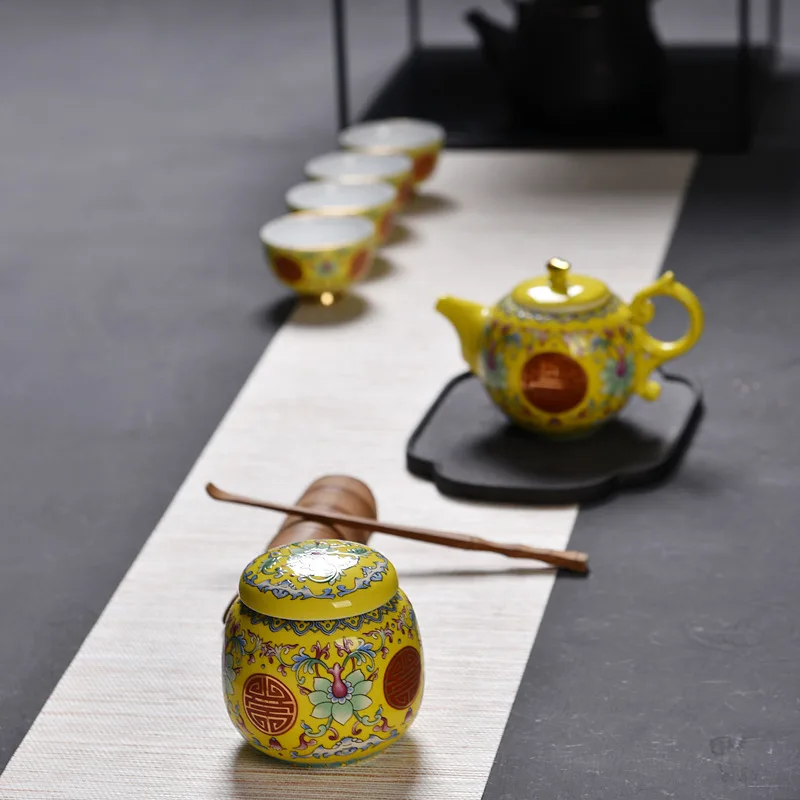 Керамические чайные банки в стиле ретро с крышкой эмалированные мини для чая