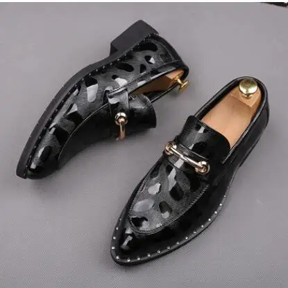 Slip-on black Мужские модельные туфли с цветочным узором; Мужская официальная обувь; роскошные кожаные свадебные туфли для жениха; мужские оксфорды; модельные туфли - Цвет: Slip-on black