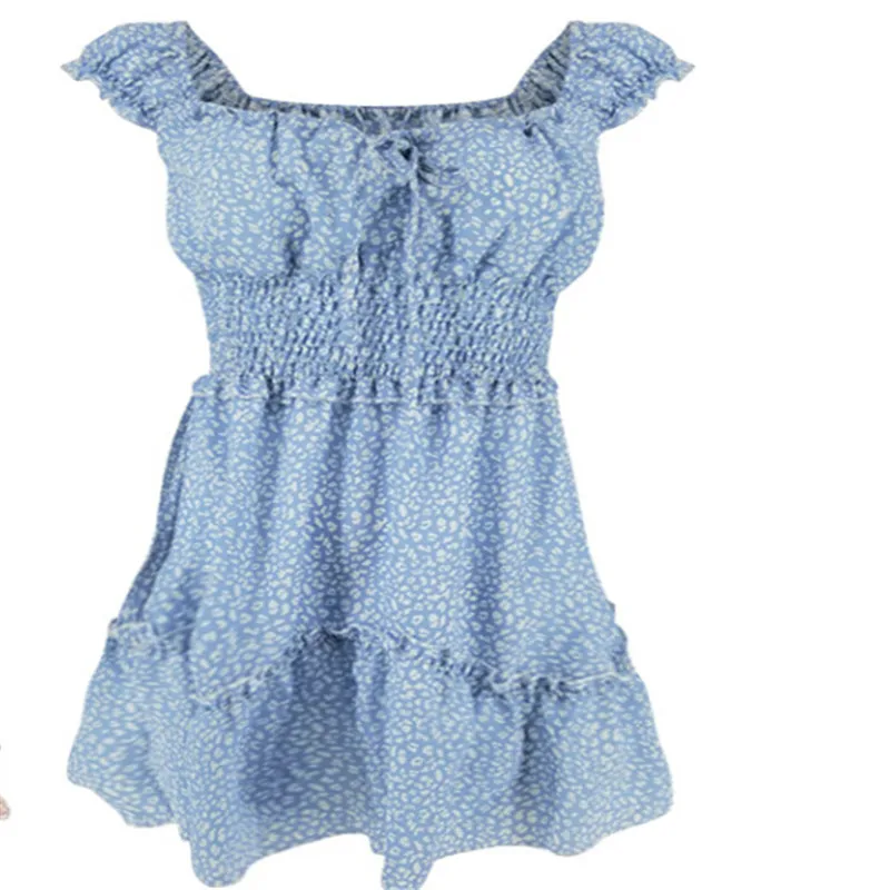 Модное летнее женское Повседневное платье в стиле бохо с коротким рукавом и