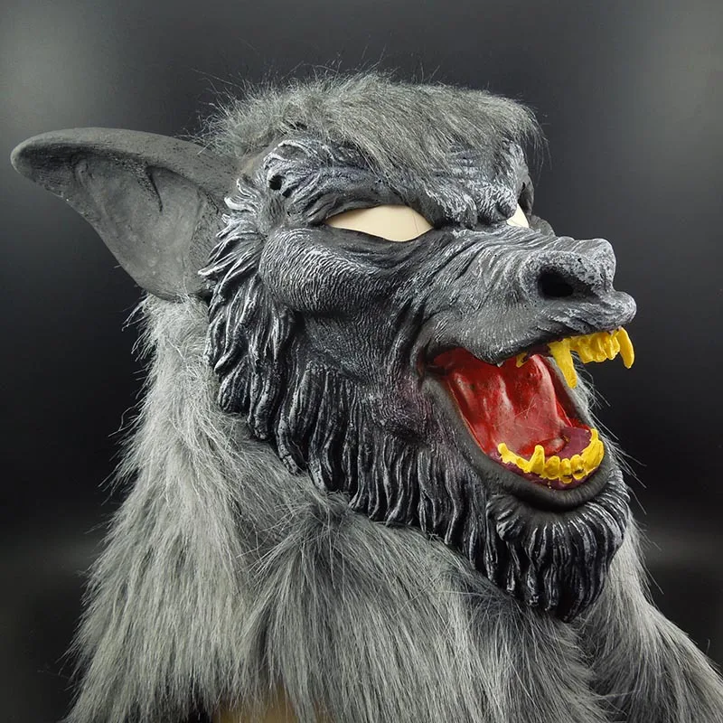 Новинка жуткая серая маска волка оборотня маскарадное платье вечерние