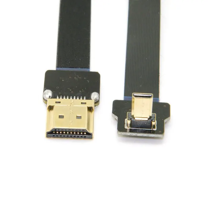 

FPV Micro HDMI-compatible Male to HDMI-compatible Male FPC Flat Cable Cord 90 Degree Up Angled 20cm 50cm for GOPRO Aerial