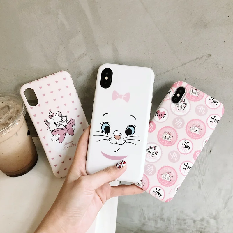 Милый Зонт кошка Мэри мультфильм чехол для iPhone 6 S 7 8 Plus Матовый ТПУ XS MAX XR X задняя