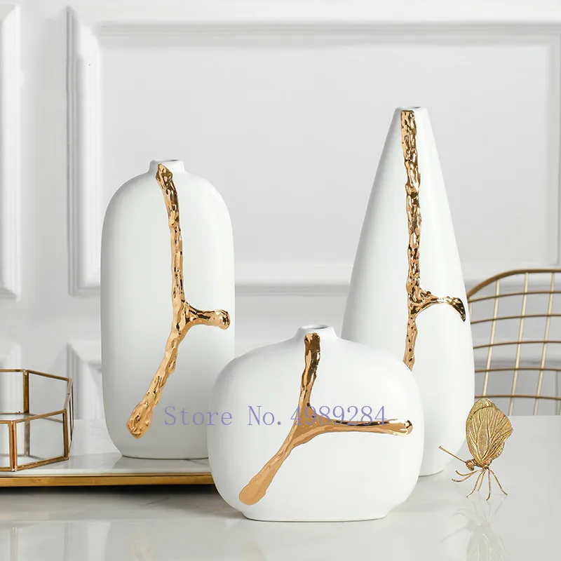 Скандинавская керамическая ваза золотая для дома гостиной крыльца украшения