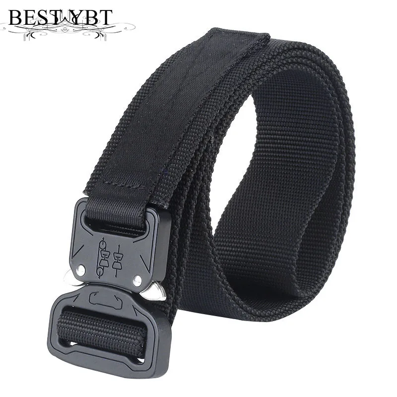 

Best YBT Unisex Nylon belt 2021 New casual Alloy Inset buckle Men belt trend big small Two buckles fasion cowboy pants belt