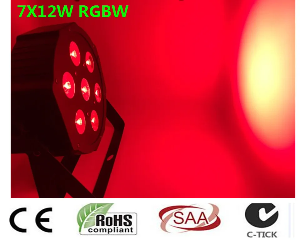 4 pz/lotto led par 7x12 w rgbw 4in1 di lusso 8 canali dmx плоский luci|rgbw 4in1|led 7x12flat |