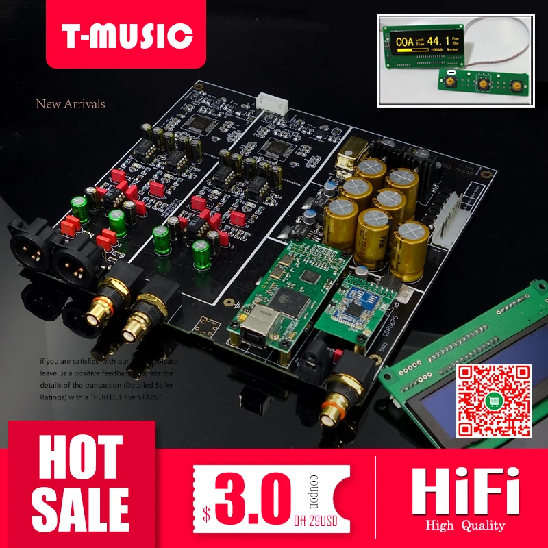 HiFi двойной ES9038PRO ЦАП Декодер Плата Поддержка XMOS/Amanero USB/Suppot Добавить Bluetooth модель
