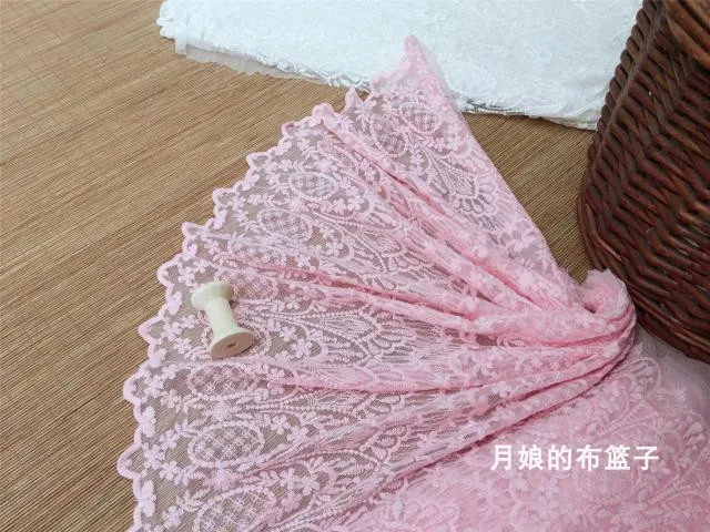 Розовый/белый изысканный хлопок сетка вышивка одежда кружева аксессуары кружева 50 см шириной