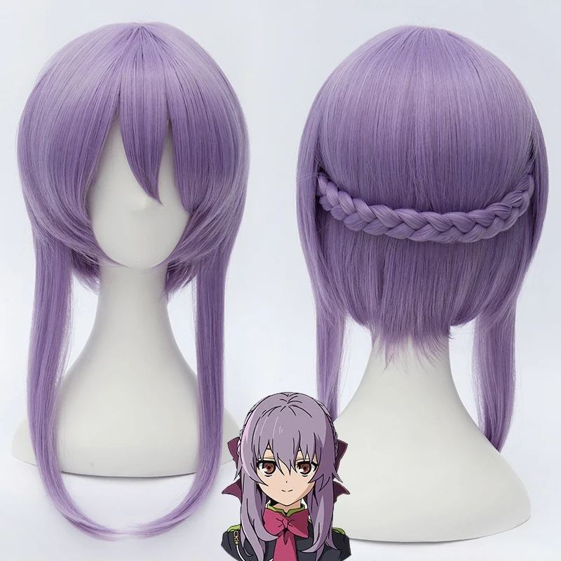 Серафим конца хиираги Shinoa Owari no Seraph фиолетовый парик косплей волос ролевые игры -