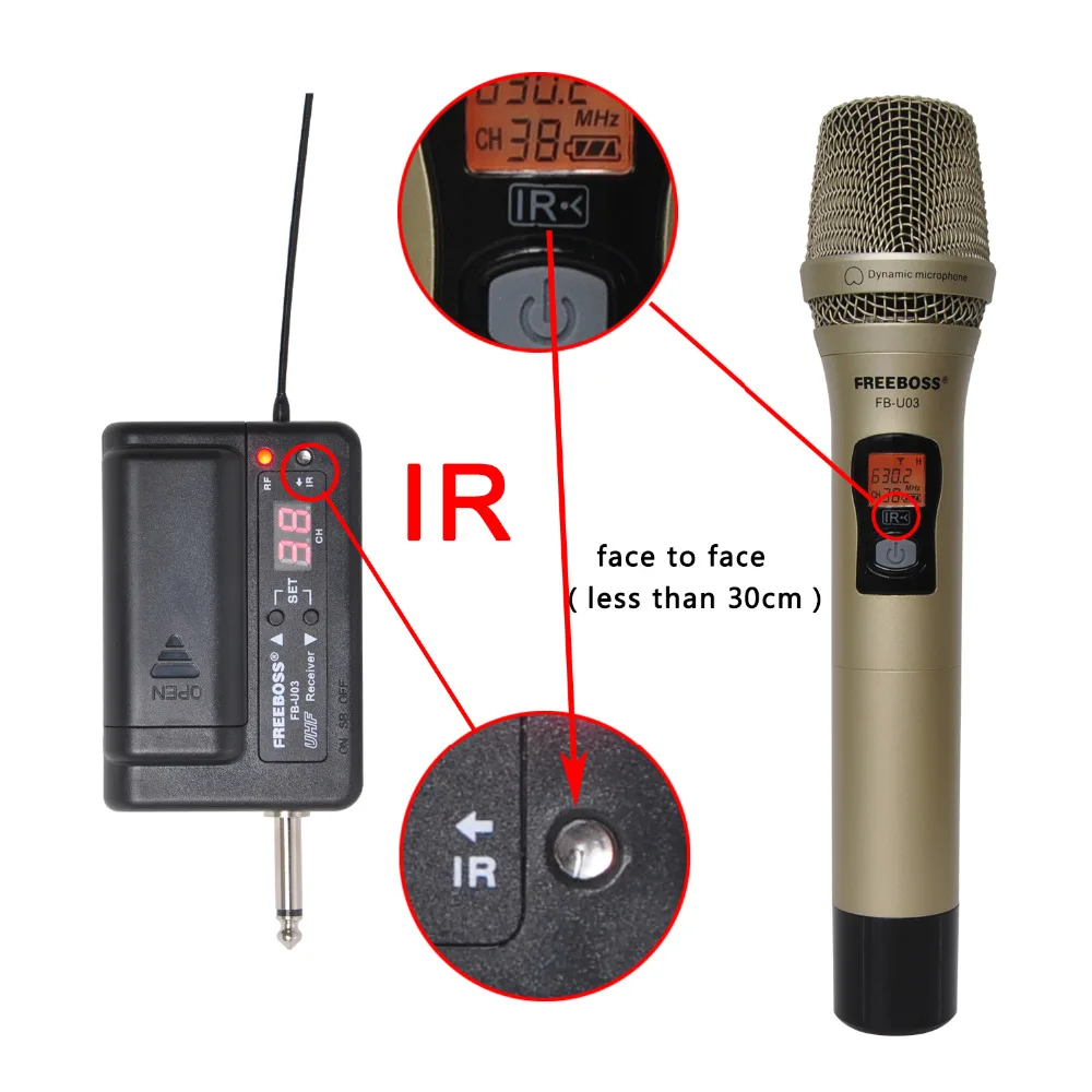 Металлический ручной передатчик FREEBOSS 1 Way беспроводной микрофон для камеры