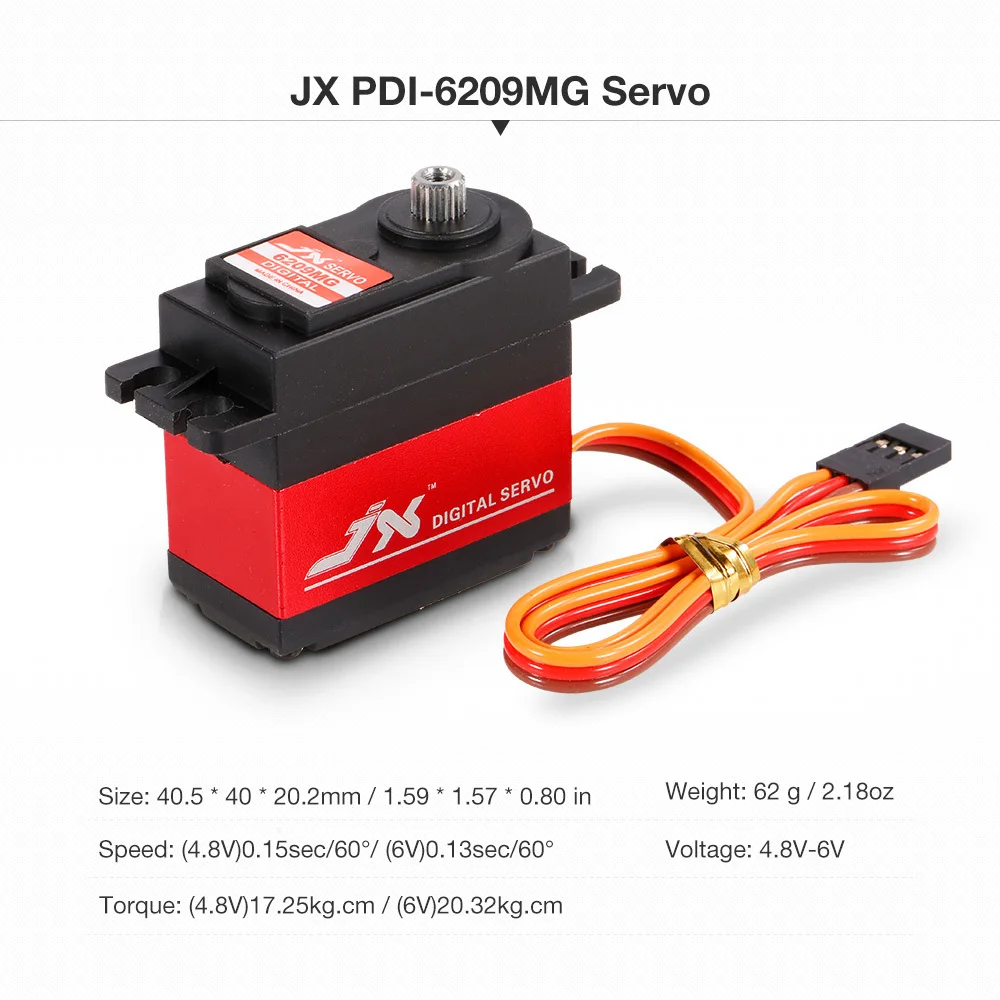 JX PDI-6209MG 4,8 В-6 В 0.13sec/60 9,35 кг Цифровой Металл Servo алюминии чехол для 1/10 RC автомобиль Kst сервопривода автомобиля части двигателя