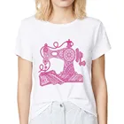 Старинная швейная машина Zentangle дизайн футболка женская летняя новая белая Повседневная Женская симпатичная футболка