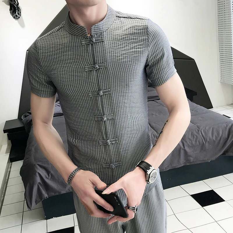 Комплект из двух предметов топ и штаны Мужская одежда 2019 рубашки в полоску