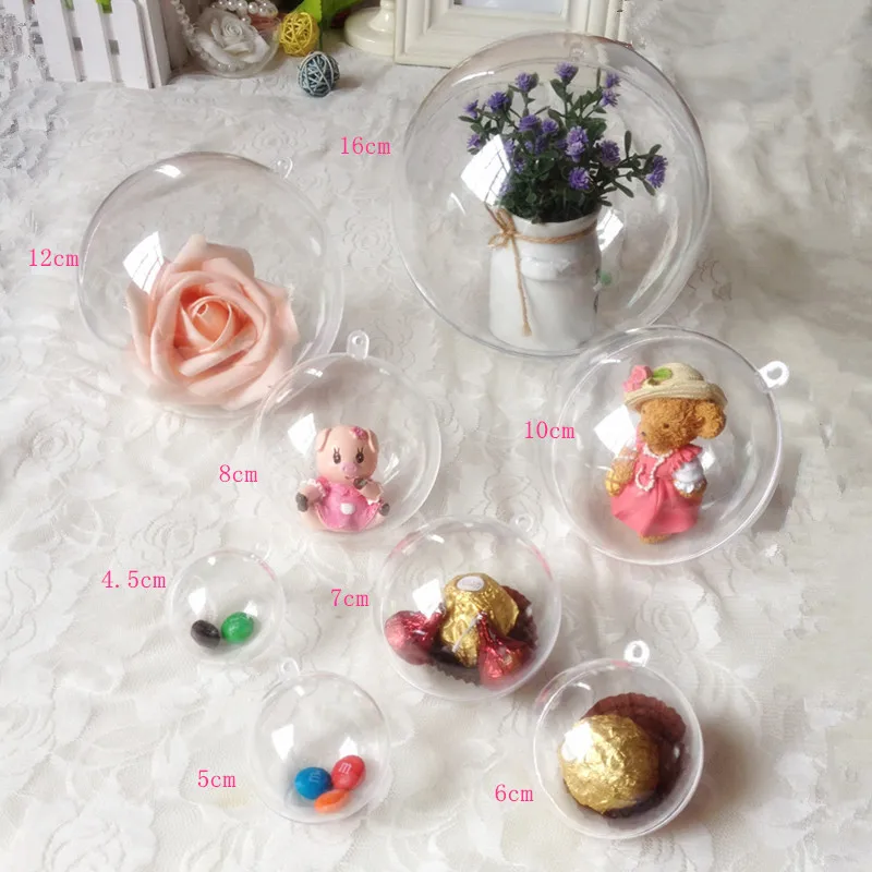 

90mm Round Clear Plastic Christmas Ball Free Shipping