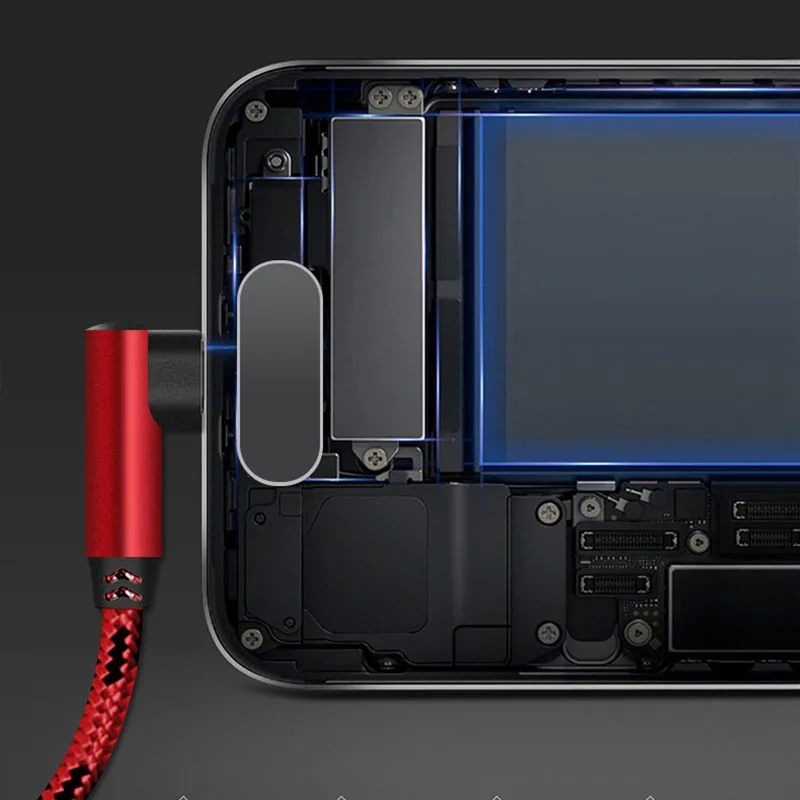 90 градусов быстрая зарядка usb для Lightning Кабель type c кабель передачи данных