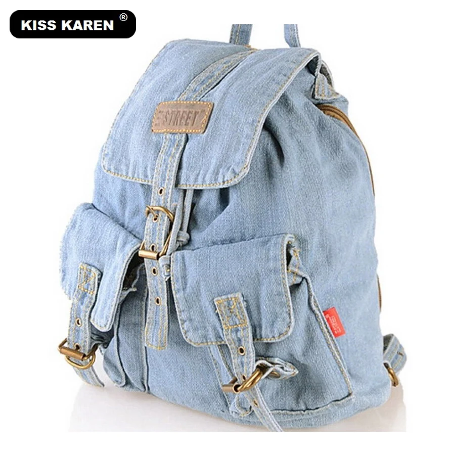 Kiss Karen Мода кошелек повседневное Daypacks классический Джинсовый Рюкзак для