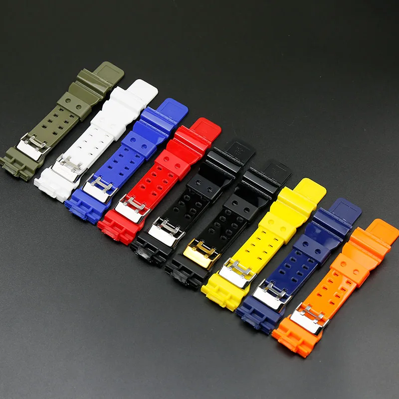 Resin black gold strap for Casio g-shock ga-100 ga-110ga-120 ga-200 ga-300 ga-400 gd-100 gd110 gd-120 gls-100 glossy | Наручные часы