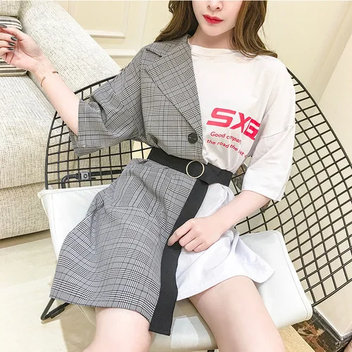 Женское платье-рубашка с имитацией двух букв Ins Overfire популярные свободные платья