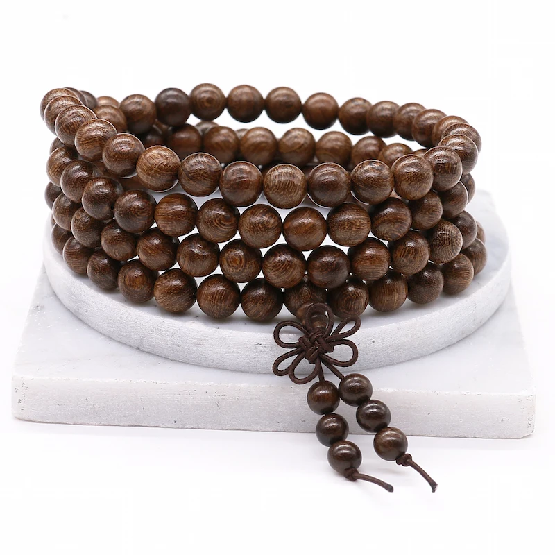 Браслеты из натурального сандалового дерева ручной работы 108 браслет бусин Будды