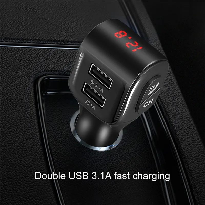 3.1A Bluetooth 5,0 fm-передатчик Handsfree автомобильный комплект двойной USB зарядное устройство ЖК цифровой вольтметр TF карта музыкальный плеер