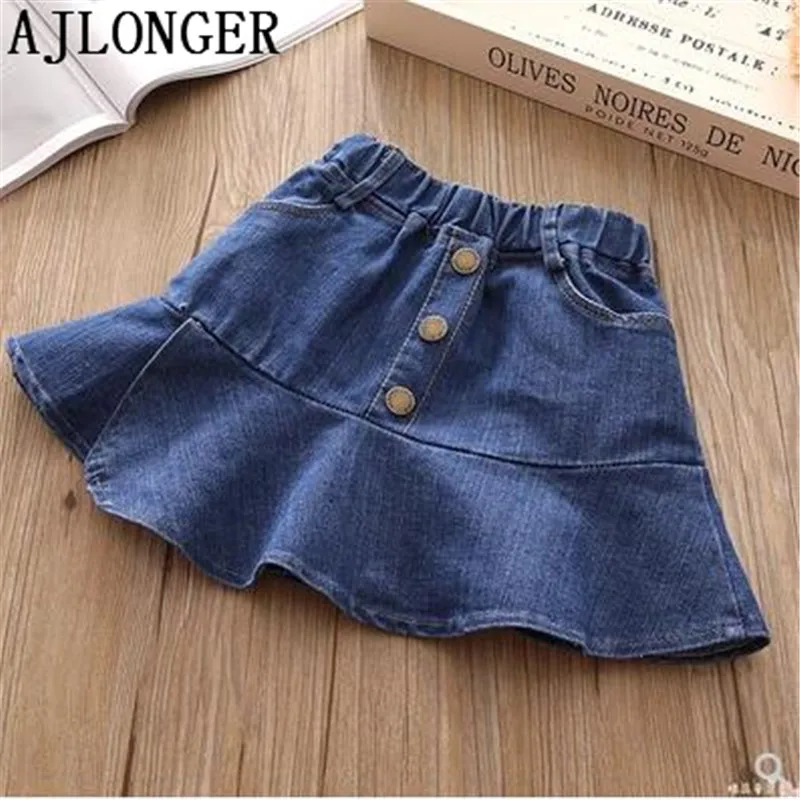 

AJLONGER New Girls Summer Denim Skirts Girls Jeans Rivet Skirt Baby Girls Party Jean Skirt Children Kids Fashion Girls Clothing