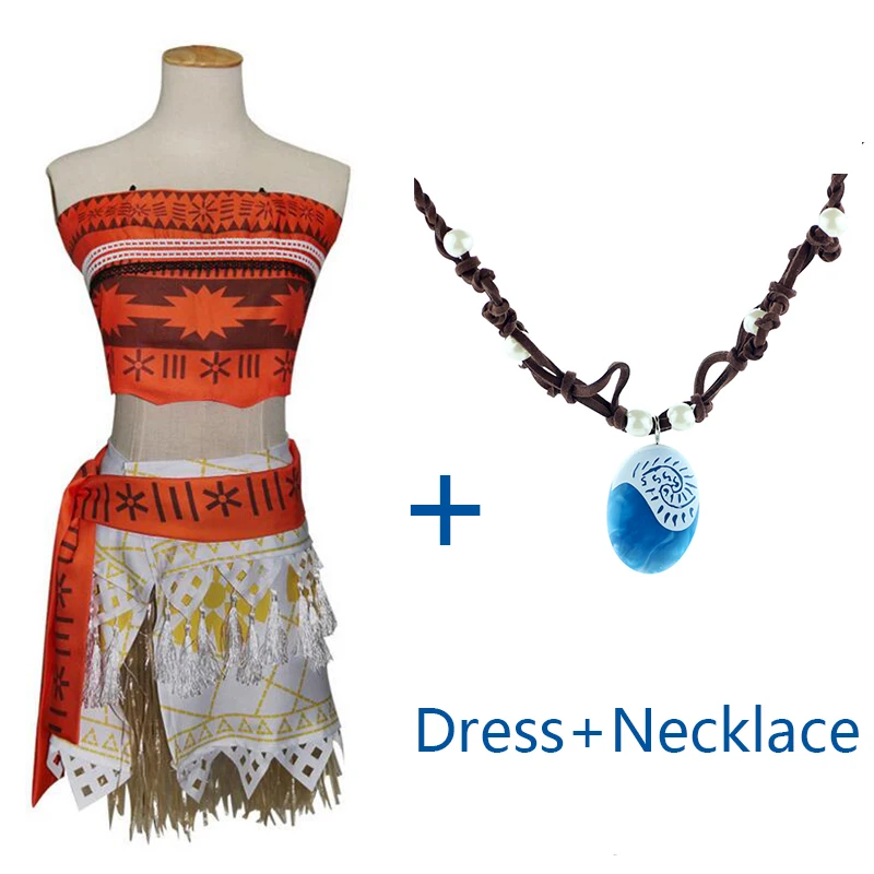 Косплей-костюм принцессы Моаны для детей костюм с ожерельем взрослых женщин