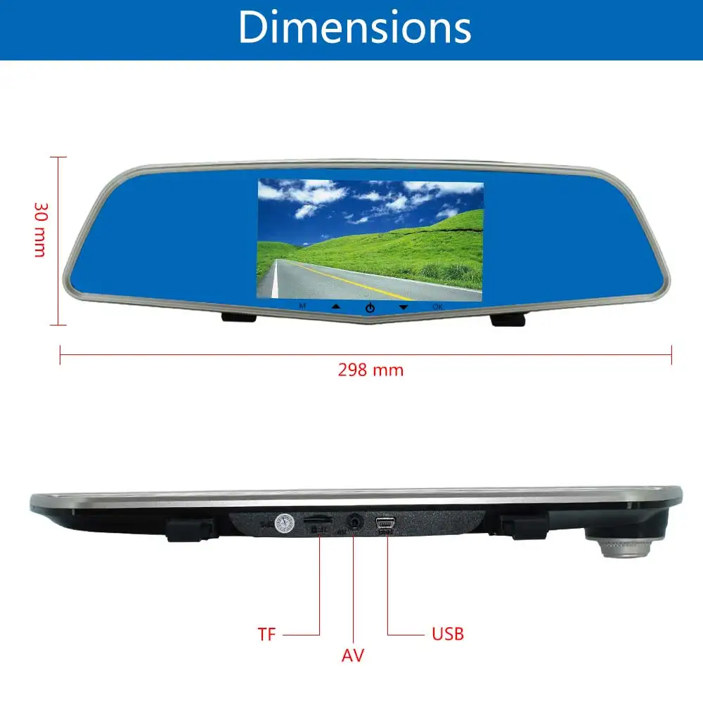 H320 Car Camera Recorder Mirror Registrator 5&quot IPS with Cycle Recording Full HD 1080P Dash Cam DVR Video Super G-sensor | Автомобили и