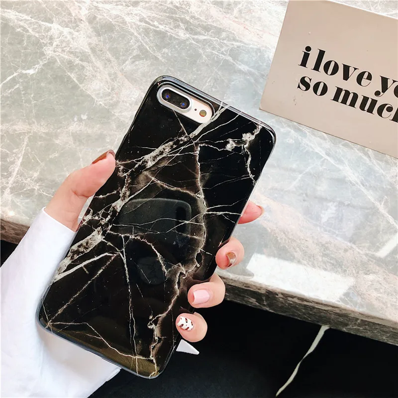 Marble Case For iPhone 7 Glitter Dream Color Jade Patterned IMD Cover 6S 6 8Plus XR X Xs Max Candy | Мобильные телефоны и