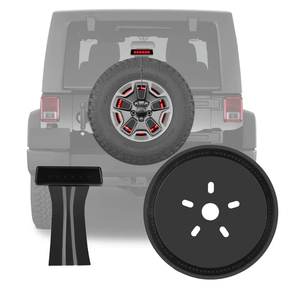Для Jeep Wrangler третий стоп-сигнал и запасная фара шины для JK 2007-2017 светодиодный