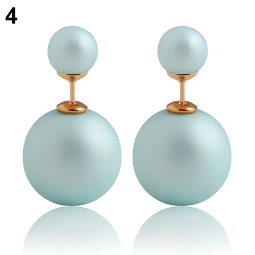 Горячих Женщин Мода Candy Color Элегантный Двухсторонний Имитация Перл Уха Серьги