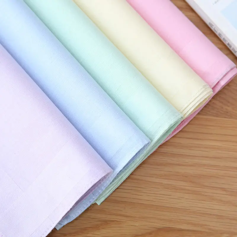 Solid Pure Color Handkerchief Cotton Women Plain Pocket Squares Hankies Gift For Girl Neck Hair Scarf Towel Soft 40*40cm 1 PC