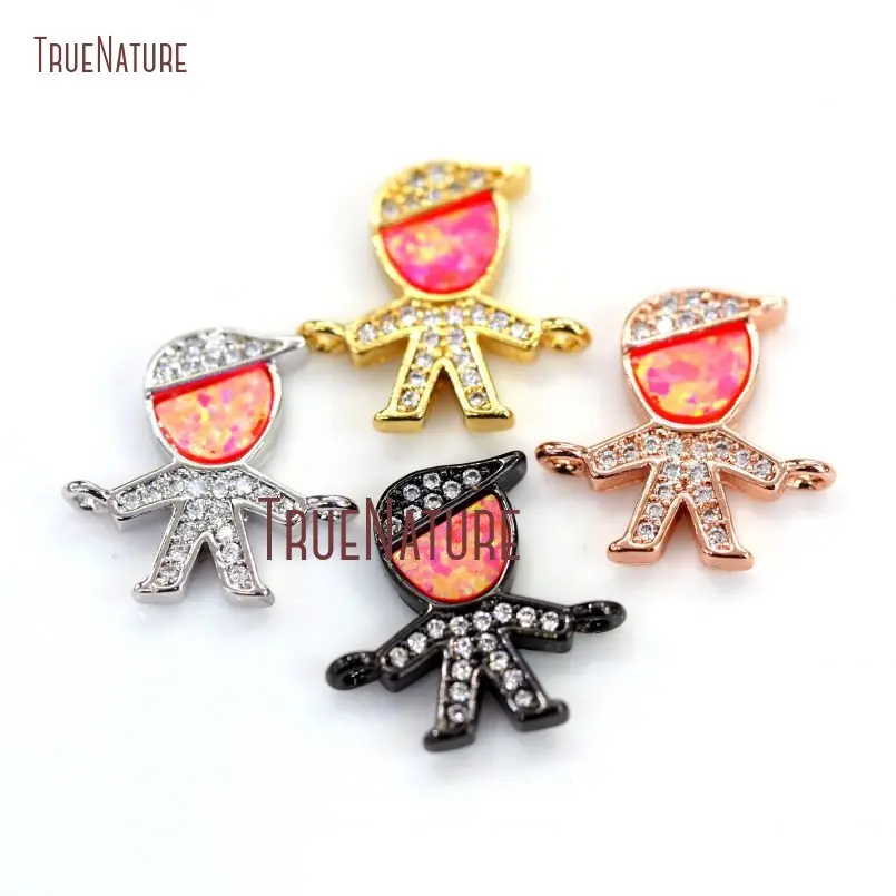 

10Pcs Inserts Pure Gold Color, Silver, Rose Gold, Gunmetal Little Boy Connector Copper Double Bail Pendant 14x15mm PC13953