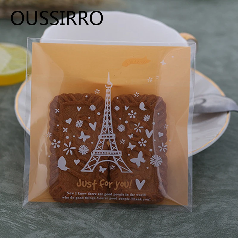 Рождественские подарочные пакеты с изображением эйфелевой башни самоклеящиеся