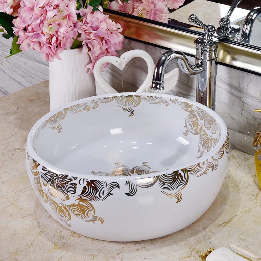 Ванная комната круглый стол умывальник Белая Талия креативный керамический