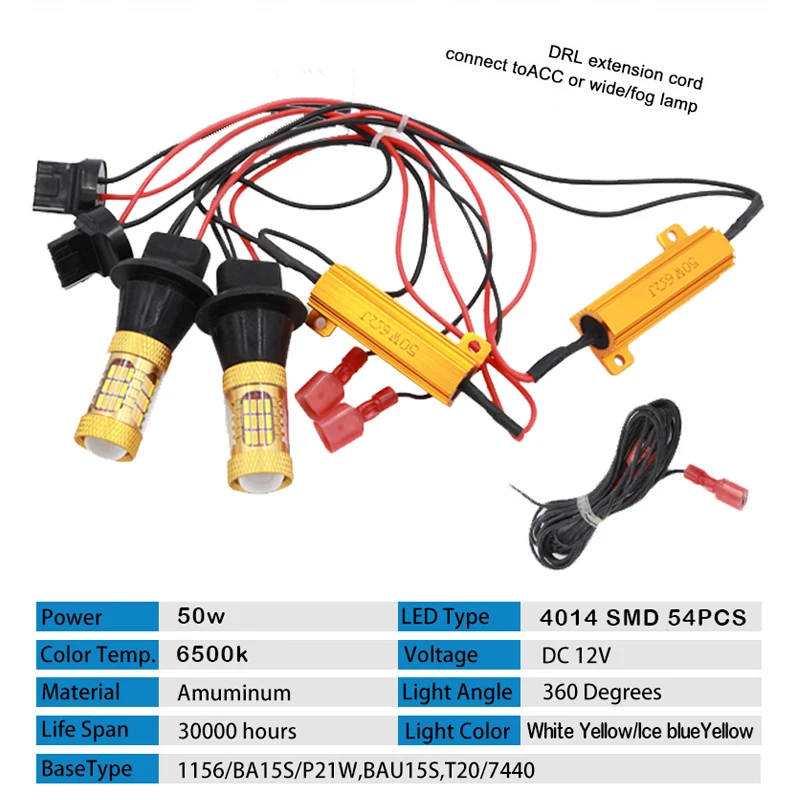 Автомобильный T20 7440 1156 BA15S BAU15S 3014 54SMD авто лампа для поворотного сигнала