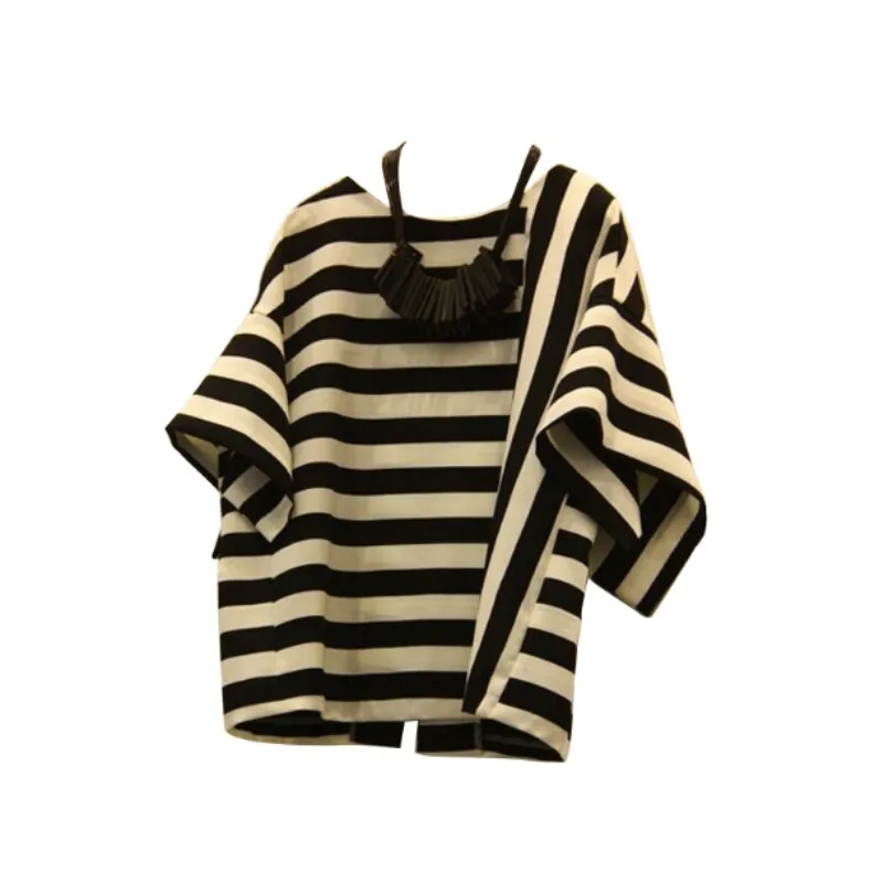 photo color t shirt Neploe весна лето полосатая футболка Женская Корейская одежда круглый вырез короткий рукав свободная футболка Повседневная Студенческая футболка Топы 39337 - Цвет: photo color t shirt