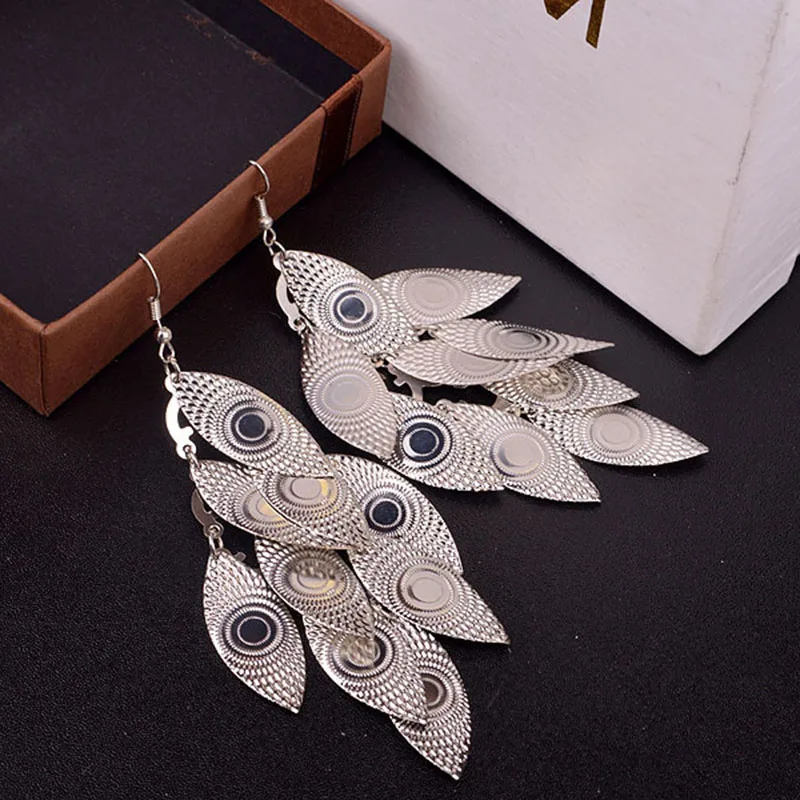 Новые овальные женские длинные серьги для Глаз Модные металлические с блестками