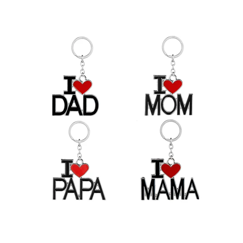 JEWELRYGIFT Mama Papa Tag Engraved Family Pendant Keychain Red Black Mother Fathers Love Day Key Chains Mom and Dad Jewelry | Украшения и