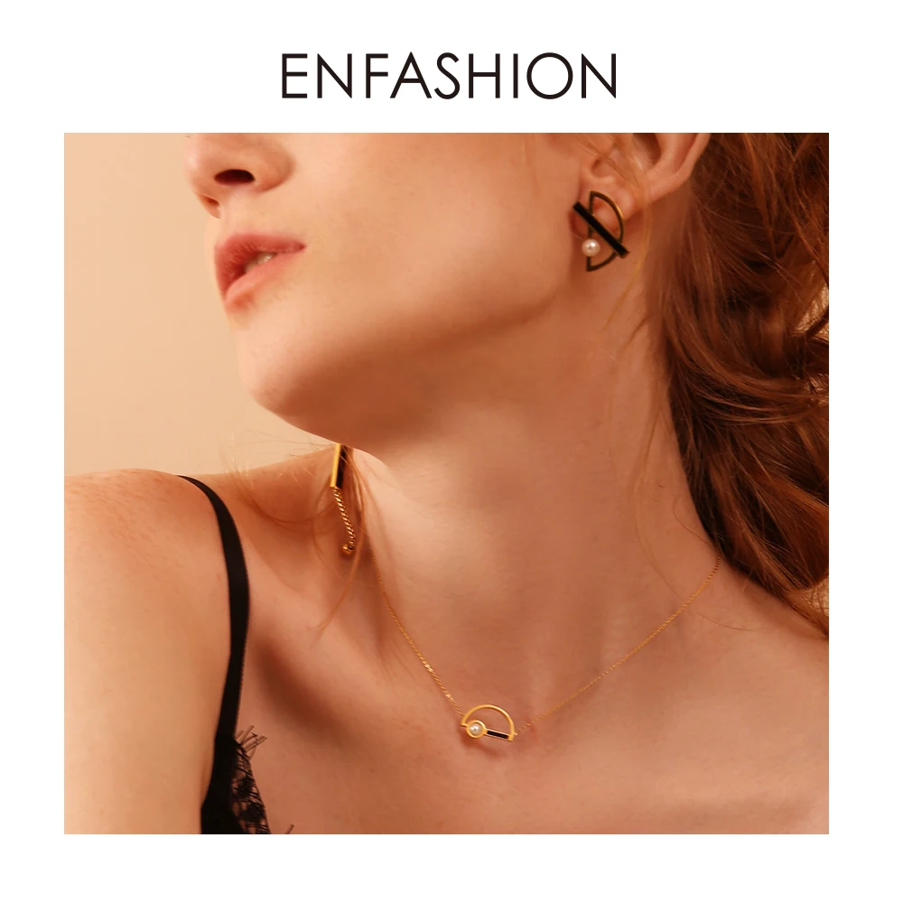 Enfashion жемчужное ожерелье-чокер для женщин золотого цвета с буквой D ожерелье s подвески из нержавеющей стали подарки для женщин ювелирные изделия ожерелье PD3009