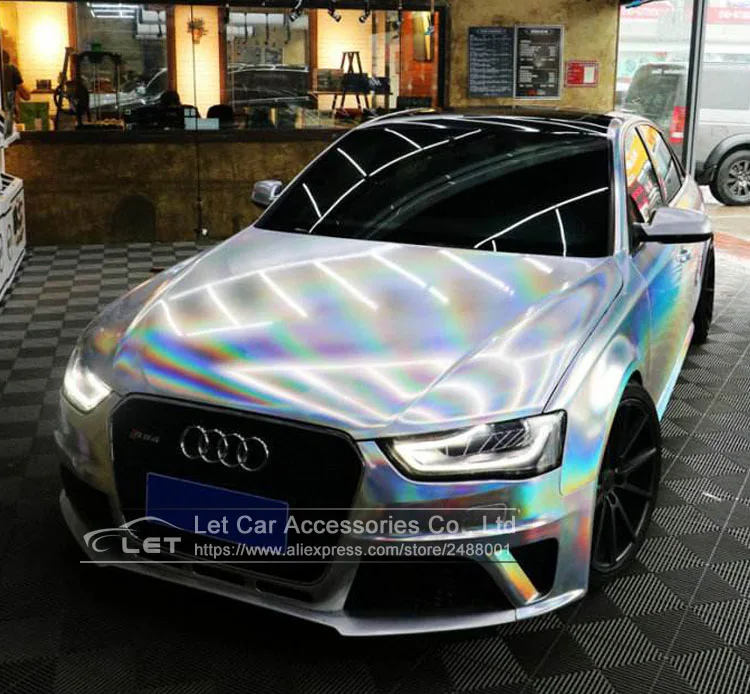 Стайлинг автомобиля черная серебряная голографическая Радужная наклейка