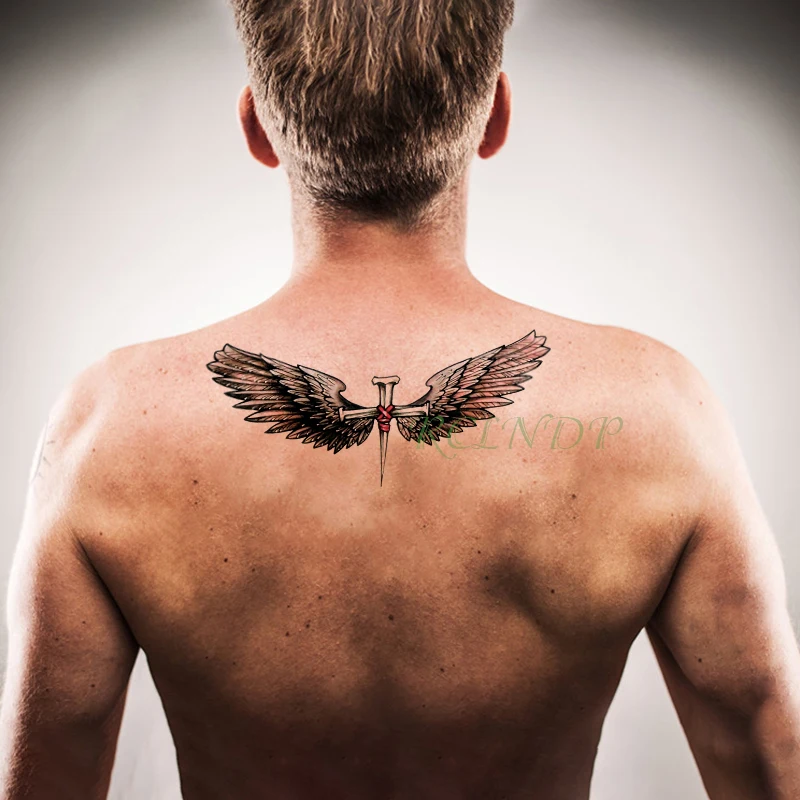 Waterproof Temporary Tattoo Sticker angel wing cross feather fake tatto flash tatoo big tattoos arm foot back for girl women men | Красота и