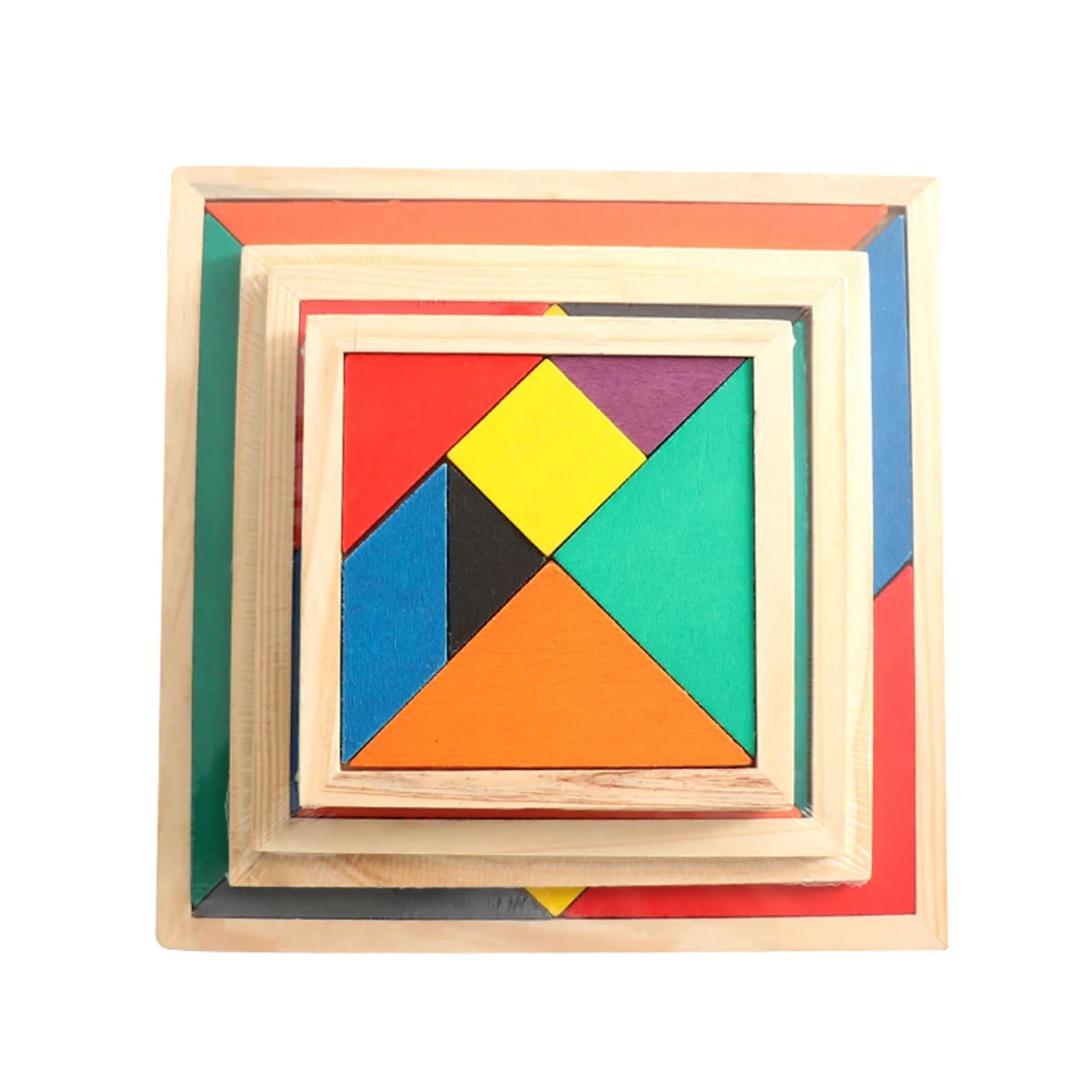 Детские развивающие игрушки Пазлы деревянная графика Когнитивная Tangram красочные