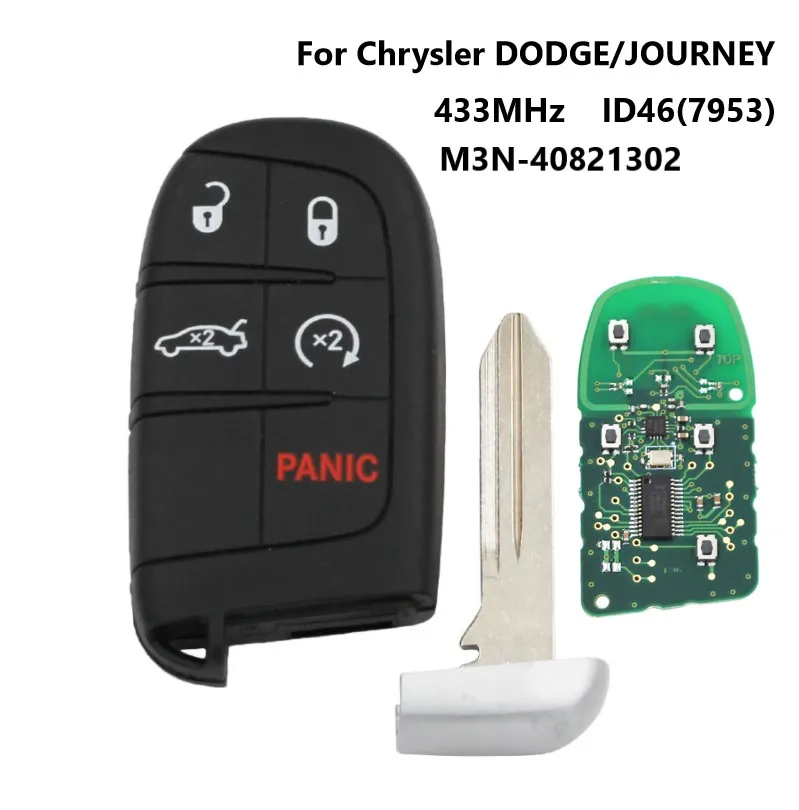 5 кнопок телефон Dodge M3N40821302 433 МГц чип PCF7953/ID46 для Jeep Grand Cherokee 2013 2018|Ключ от авто| |